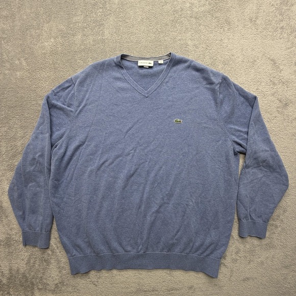 Lacoste Other - Lacoste Sweater Mens 2XL Blue V Neck Cotton Pullover Lightweight Logo Breathable